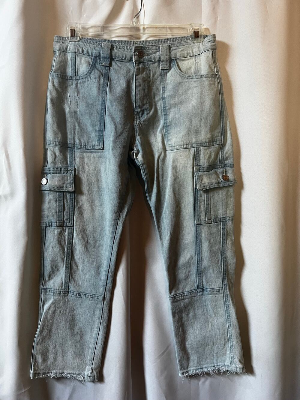 KanCan Women's Light Wash Cargo Jeans Cut KC7843L Size 28 W9 Vintage